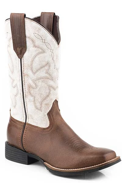 'Roper' Women's 11" Monterey Square Toe - Tan / White 3 'Roper' Women's 11" Monterey Square Toe - Tan / White