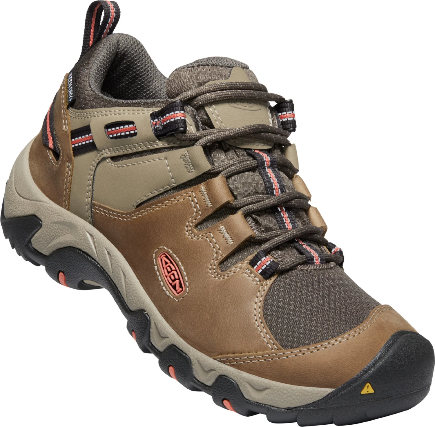 'Keen Outdoor' Women's Steens WP Leather Low Hiker - Timberwolf / Coral 4 'Keen Outdoor' Women's Steens WP Leather Low Hiker - Timberwolf / Coral - Image 2