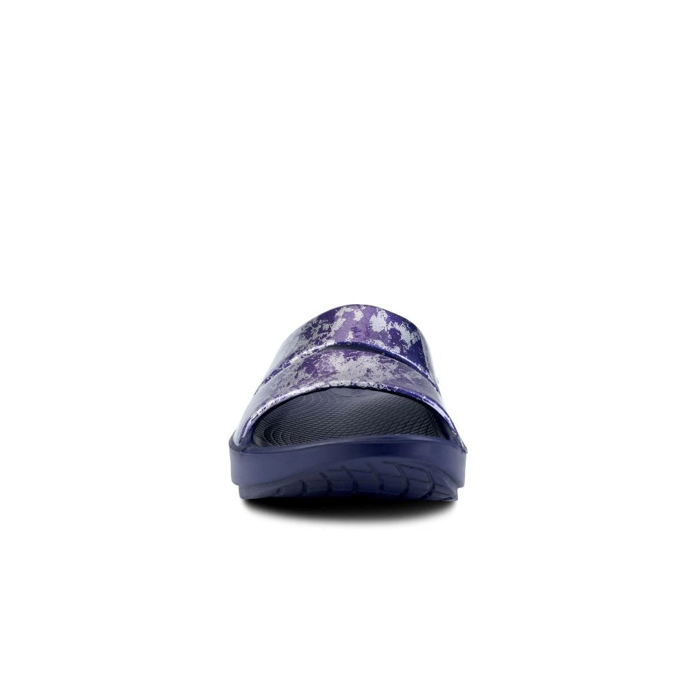 'OOFOS' Women's OOahh Slide Limited Edition - Navy / Silver / Silver Snake 6 'OOFOS' Women's OOahh Slide Limited Edition - Navy / Silver / Silver Snake - Image 4