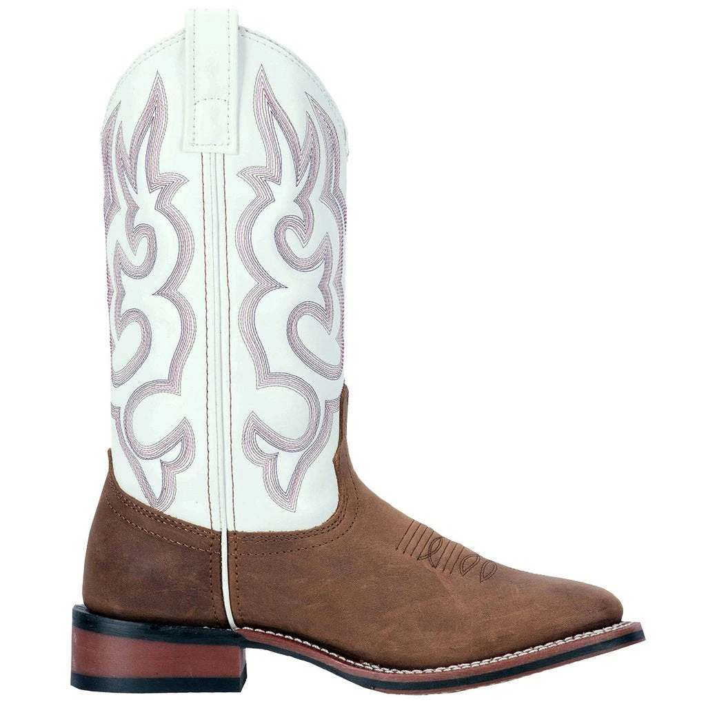 'Laredo' Women's 11" Mesquite Western Square Toe - Taupe / White 3 'Laredo' Women's 11" Mesquite Western Square Toe - Taupe / White