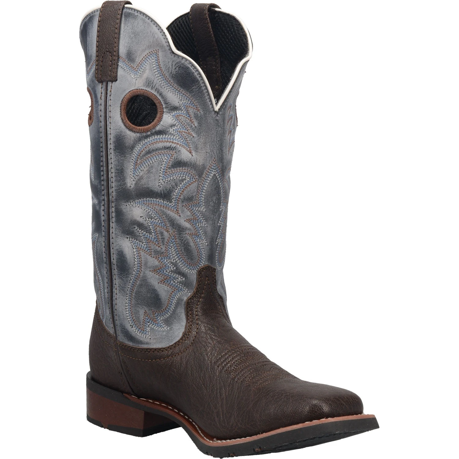 'Laredo' Men's 13" Taylor Western Square Toe - Chocolate / Blue 3 'Laredo' Men's 13" Taylor Western Square Toe - Chocolate / Blue