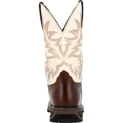 'Durango' Men's 11" WorkHorse™ Western Steel Toe - Chocoloate / Bone -Shoes Specialty Store DDB0426 back 1024x1024@2x