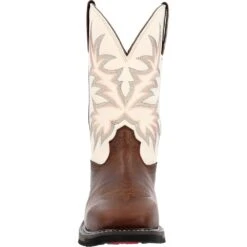 'Durango' Men's 11" WorkHorse™ Western Steel Toe - Chocoloate / Bone -Shoes Specialty Store DDB0426 front 1024x1024@2x
