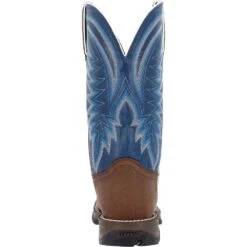 'Durango' Men's 12" Rebel Western Square Toe - Saddle Brown / Denim Blue -Shoes Specialty Store DDB0429 back 1024x1024@2x