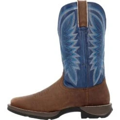 'Durango' Men's 12" Rebel Western Square Toe - Saddle Brown / Denim Blue -Shoes Specialty Store DDB0429 instep profile 1024x1024@2x