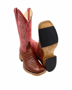 'Anderson Bean' Men's 13" HorsePower Top Hand Western Square Toe - Brandy Caiman Belly / Red Sinsation -Shoes Specialty Store HP80036 1024x1024@2x