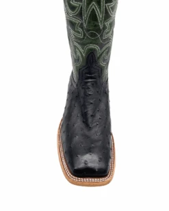 'Anderson Bean' Men's 13" HorsePower Top Hand Full Quill Ostrich - Black / Emerald Explosion -Shoes Specialty Store HP80044 1024x1024@2x