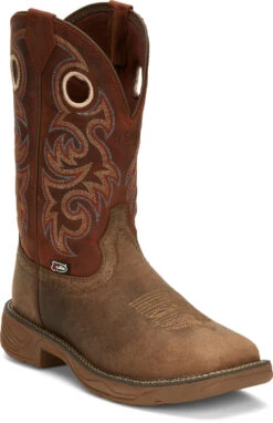 'Justin' Men's 11" Rush Western Square Toe - Peanut Tan / Bronze Orange -Shoes Specialty Store JST 001 SE7402 1024x1024@2x