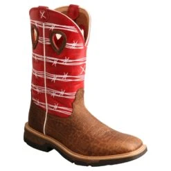 'Twisted X' Men's 12" Western Work Square Toe - Distressed Saddle / Ruby Red -Shoes Specialty Store MXB0008 AGR 4800x4800 95b33951 bf65 4840 a670 e50262bca33f 1024x1024@2x