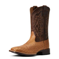 'Ariat' Men's 11" Night Life Ultra Western Square Toe - Ranger Smooth Quill Ostrich / Beam Brown -Shoes Specialty Store S22 MNS WEST 10040345 3 4 front 1024x1024@2x
