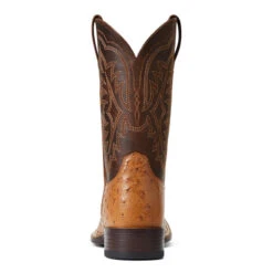 'Ariat' Men's 11" Night Life Ultra Western Square Toe - Ranger Smooth Quill Ostrich / Beam Brown -Shoes Specialty Store S22 MNS WEST 10040345 heel 1024x1024@2x