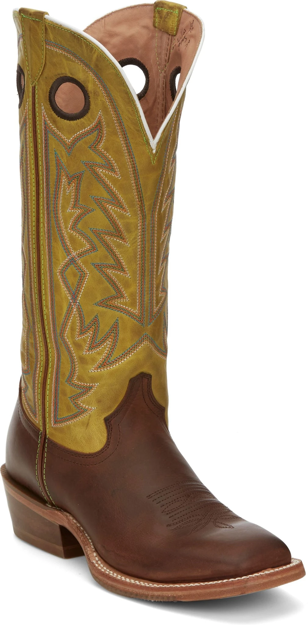 'Tony Lama' Men's 15" Fairview Buckaroo Western Square Toe - Brown / Moss Green 8 'Tony Lama' Men's 15" Fairview Buckaroo Western Square Toe - Brown / Moss Green - Image 6