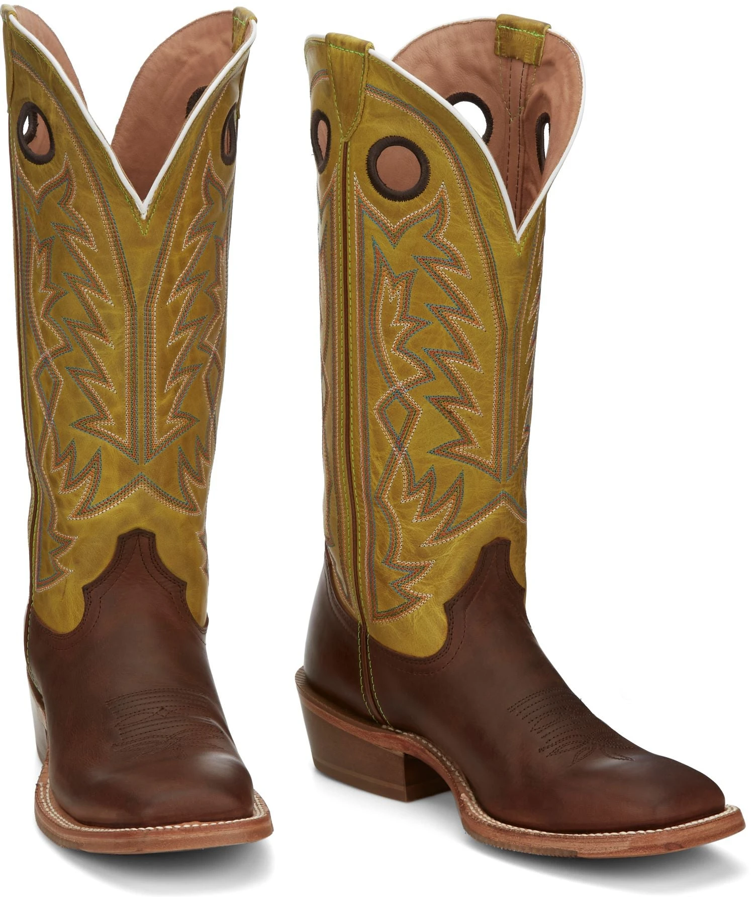 'Tony Lama' Men's 15" Fairview Buckaroo Western Square Toe - Brown / Moss Green 10 'Tony Lama' Men's 15" Fairview Buckaroo Western Square Toe - Brown / Moss Green - Image 8