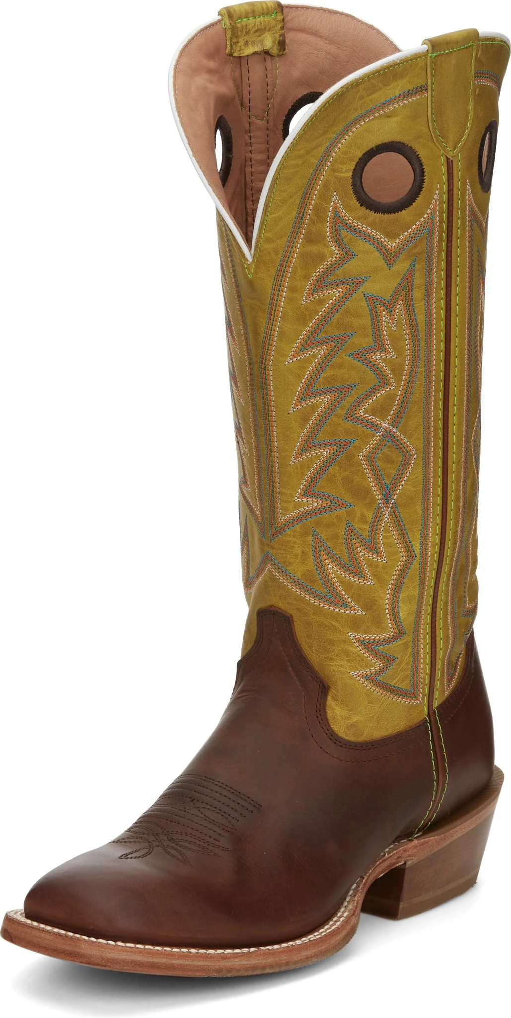 'Tony Lama' Men's 15" Fairview Buckaroo Western Square Toe - Brown / Moss Green 9 'Tony Lama' Men's 15" Fairview Buckaroo Western Square Toe - Brown / Moss Green - Image 7